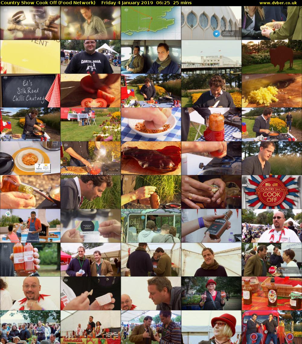 Country Show Cook Off (Food Network) Friday 4 January 2019 06:25 - 06:50