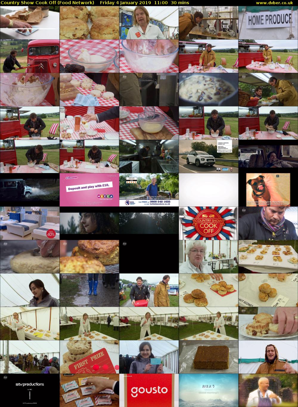 Country Show Cook Off (Food Network) Friday 4 January 2019 11:00 - 11:30