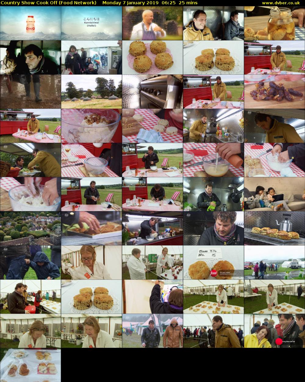Country Show Cook Off (Food Network) Monday 7 January 2019 06:25 - 06:50