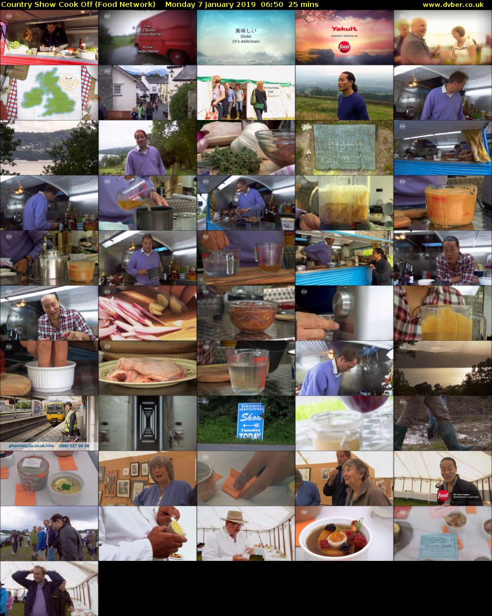 Country Show Cook Off (Food Network) Monday 7 January 2019 06:50 - 07:15
