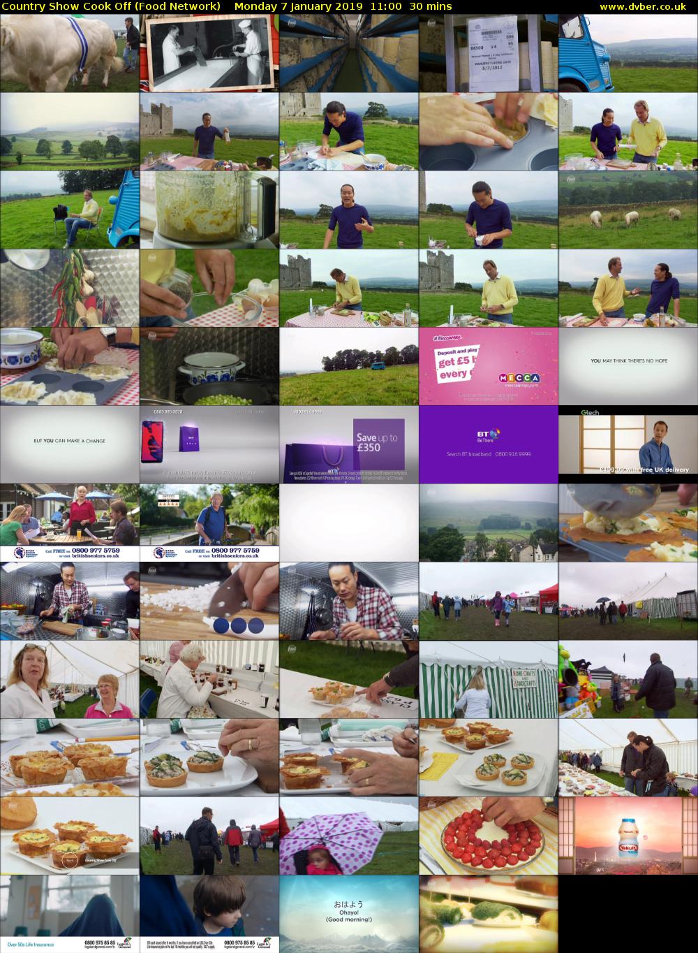 Country Show Cook Off (Food Network) Monday 7 January 2019 11:00 - 11:30