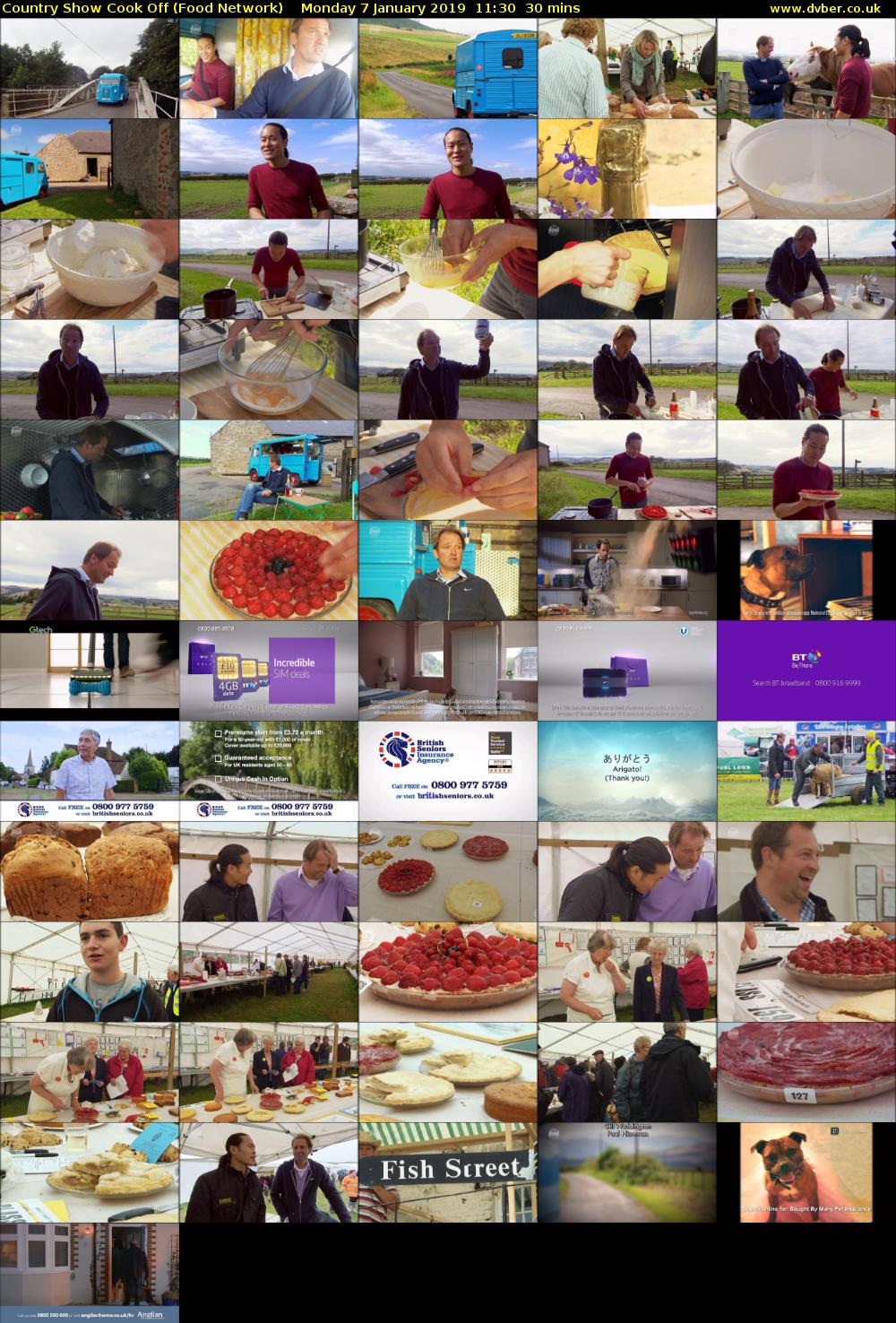 Country Show Cook Off (Food Network) Monday 7 January 2019 11:30 - 12:00