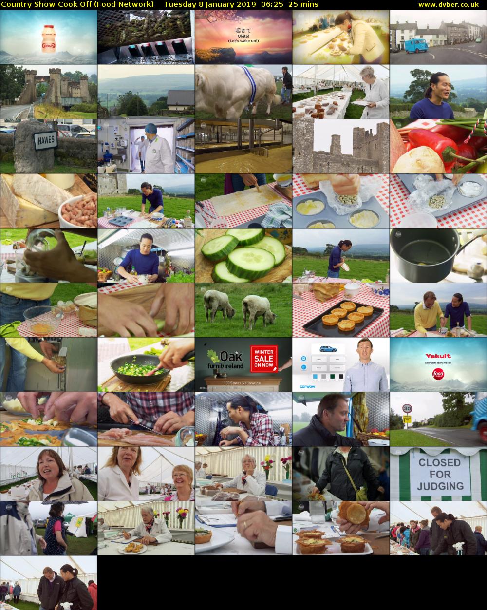 Country Show Cook Off (Food Network) Tuesday 8 January 2019 06:25 - 06:50