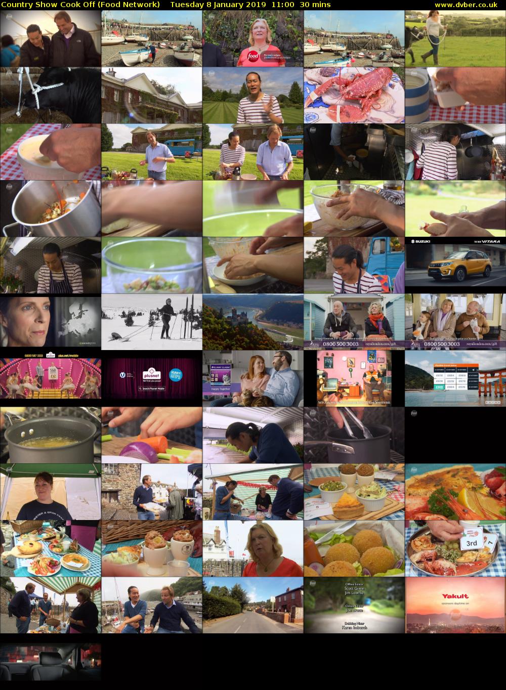 Country Show Cook Off (Food Network) Tuesday 8 January 2019 11:00 - 11:30