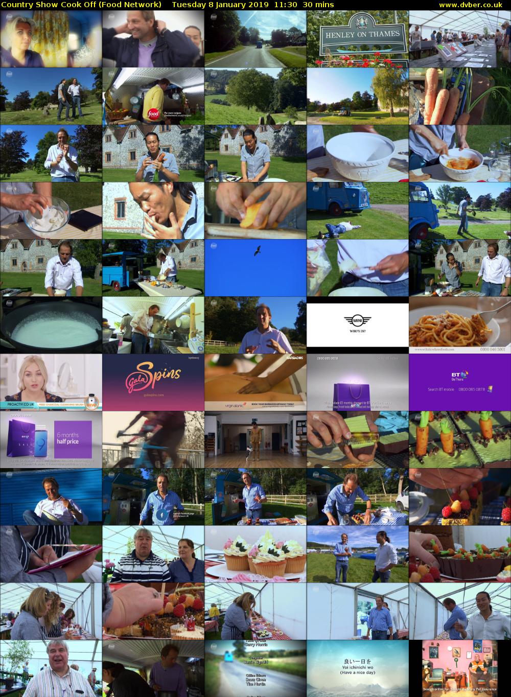 Country Show Cook Off (Food Network) Tuesday 8 January 2019 11:30 - 12:00