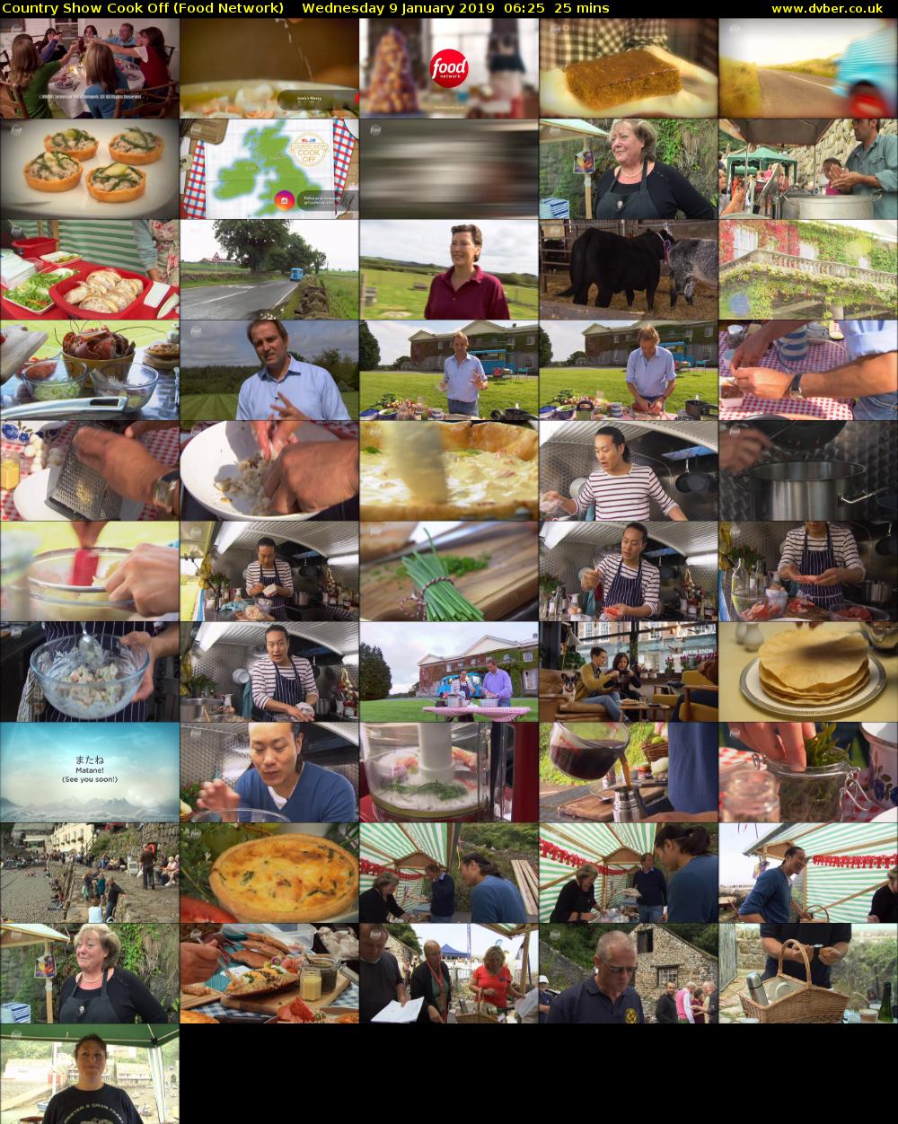 Country Show Cook Off (Food Network) Wednesday 9 January 2019 06:25 - 06:50