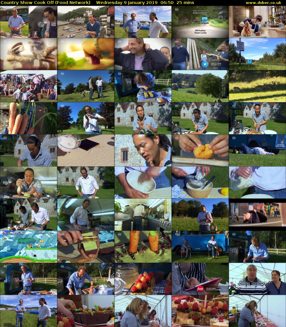 Country Show Cook Off (Food Network) Wednesday 9 January 2019 06:50 - 07:15