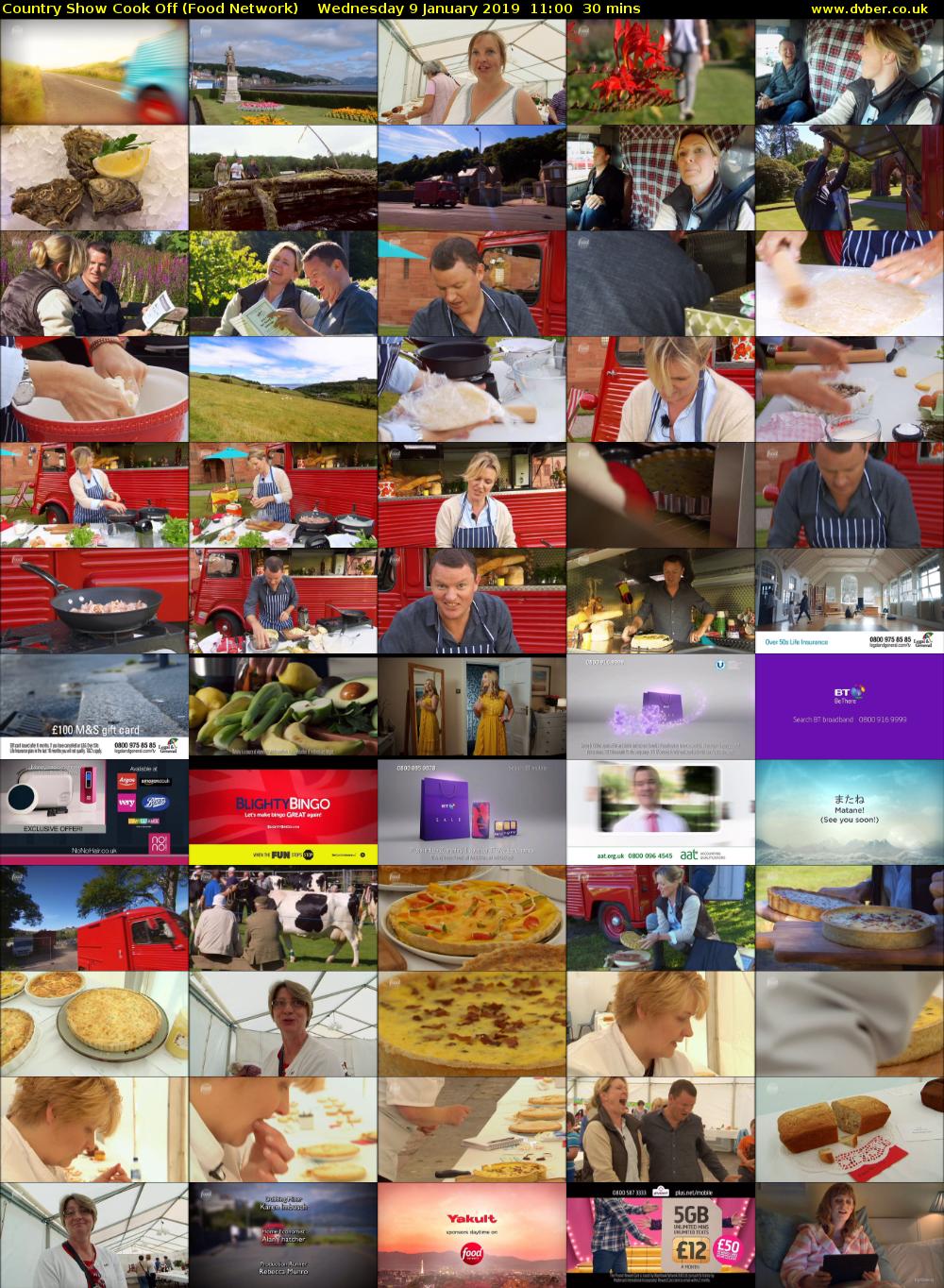 Country Show Cook Off (Food Network) Wednesday 9 January 2019 11:00 - 11:30