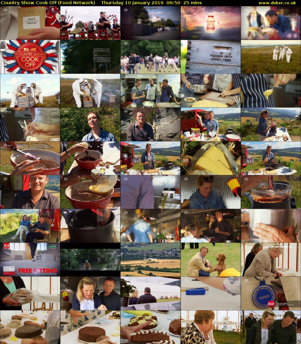 Country Show Cook Off (Food Network) Thursday 10 January 2019 06:50 - 07:15