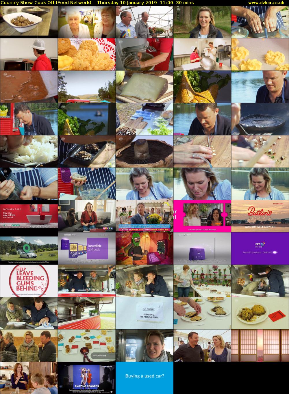 Country Show Cook Off (Food Network) Thursday 10 January 2019 11:00 - 11:30