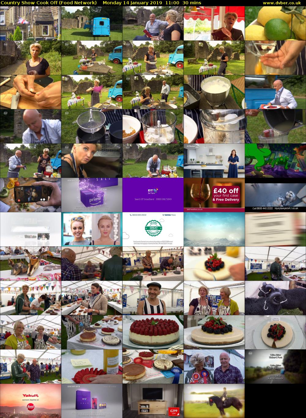 Country Show Cook Off (Food Network) Monday 14 January 2019 11:00 - 11:30