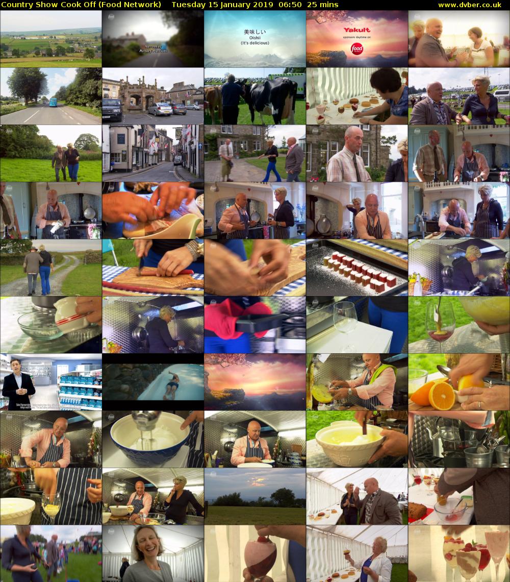 Country Show Cook Off (Food Network) Tuesday 15 January 2019 06:50 - 07:15