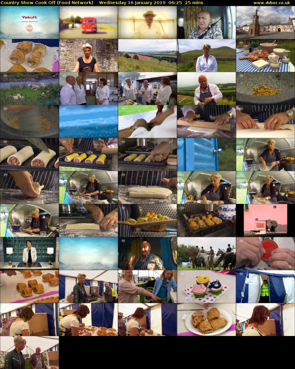 Country Show Cook Off (Food Network) Wednesday 16 January 2019 06:25 - 06:50