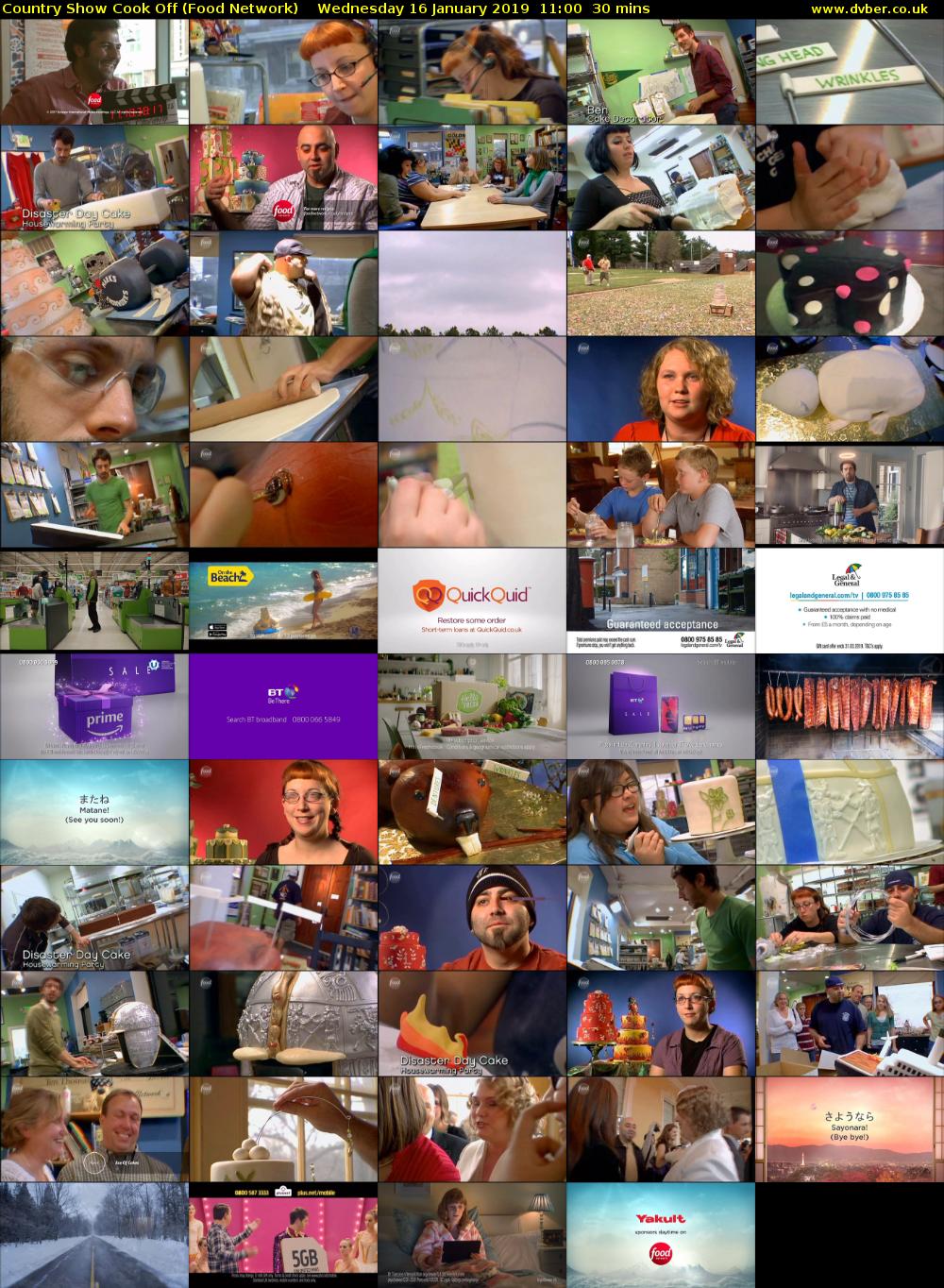 Country Show Cook Off (Food Network) Wednesday 16 January 2019 11:00 - 11:30