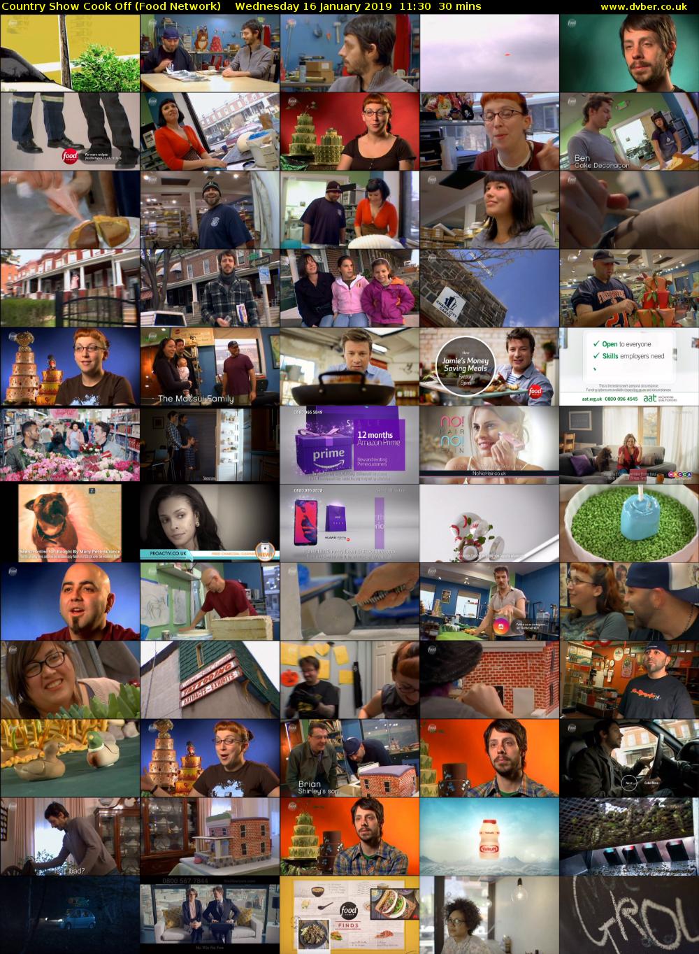 Country Show Cook Off (Food Network) Wednesday 16 January 2019 11:30 - 12:00