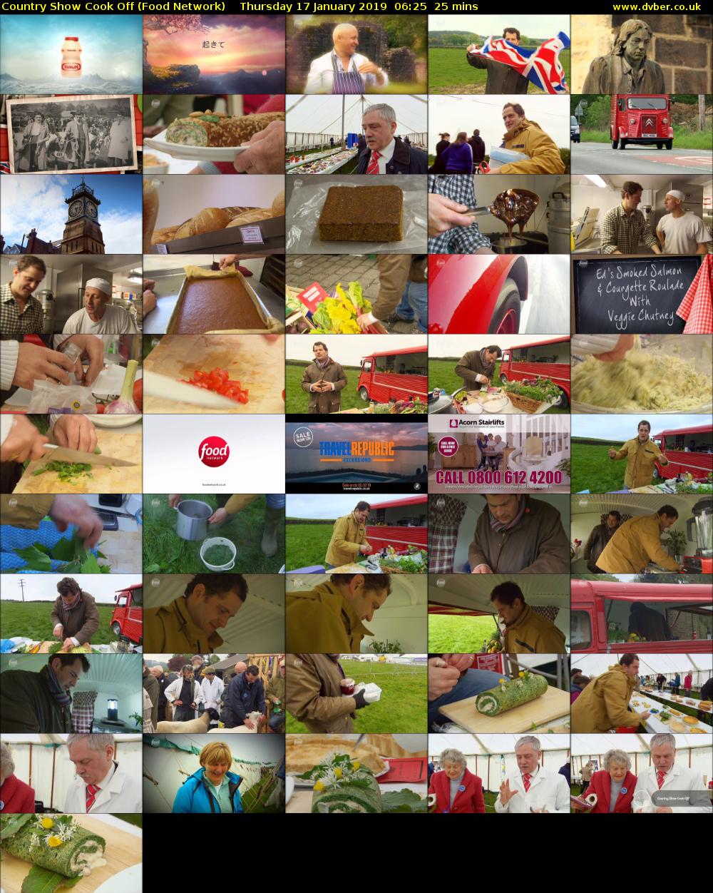 Country Show Cook Off (Food Network) Thursday 17 January 2019 06:25 - 06:50