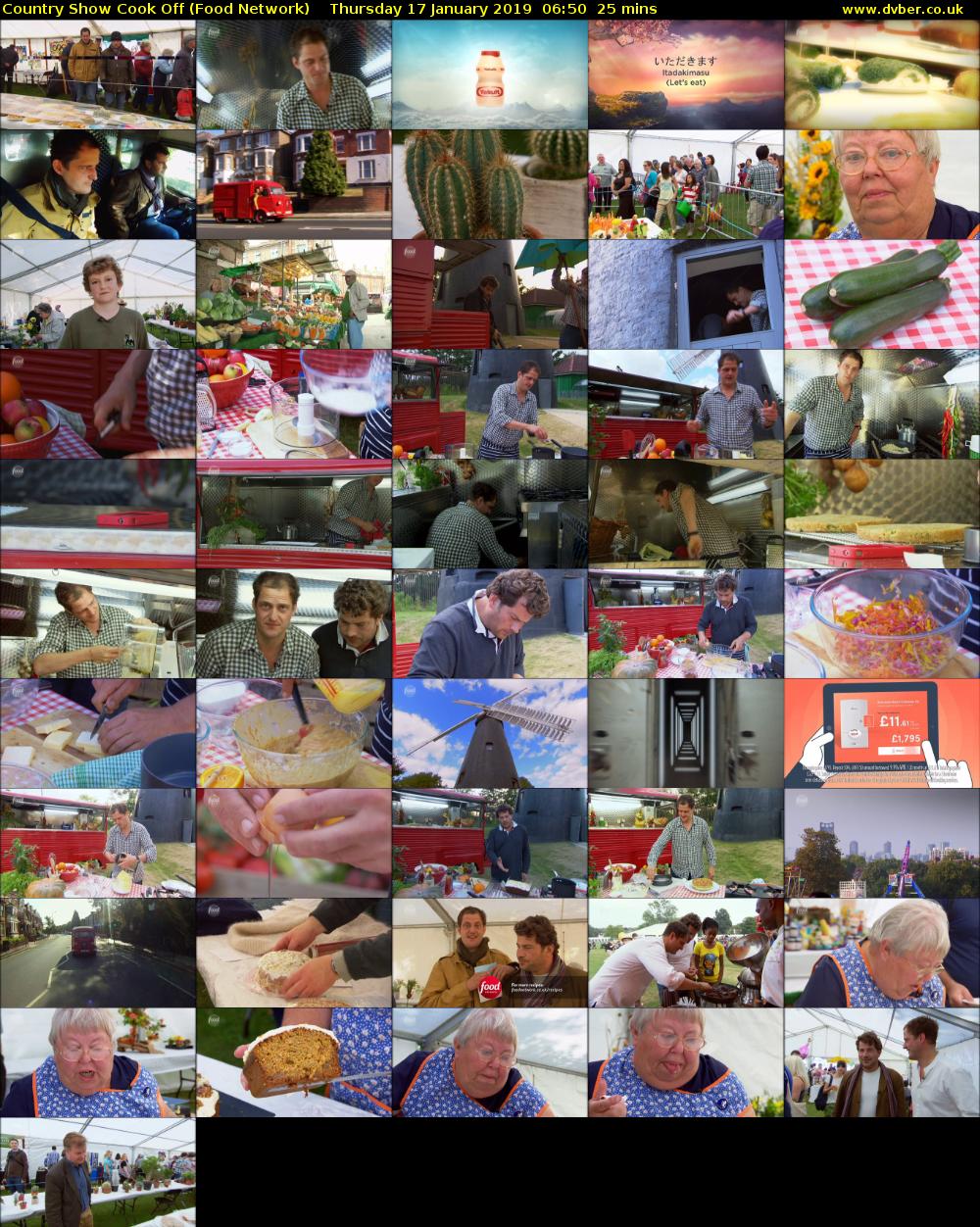 Country Show Cook Off (Food Network) Thursday 17 January 2019 06:50 - 07:15