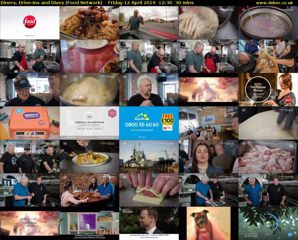 Diners, Drive-Ins and Dives (Food Network) Friday 12 April 2019 12:30 - 13:00