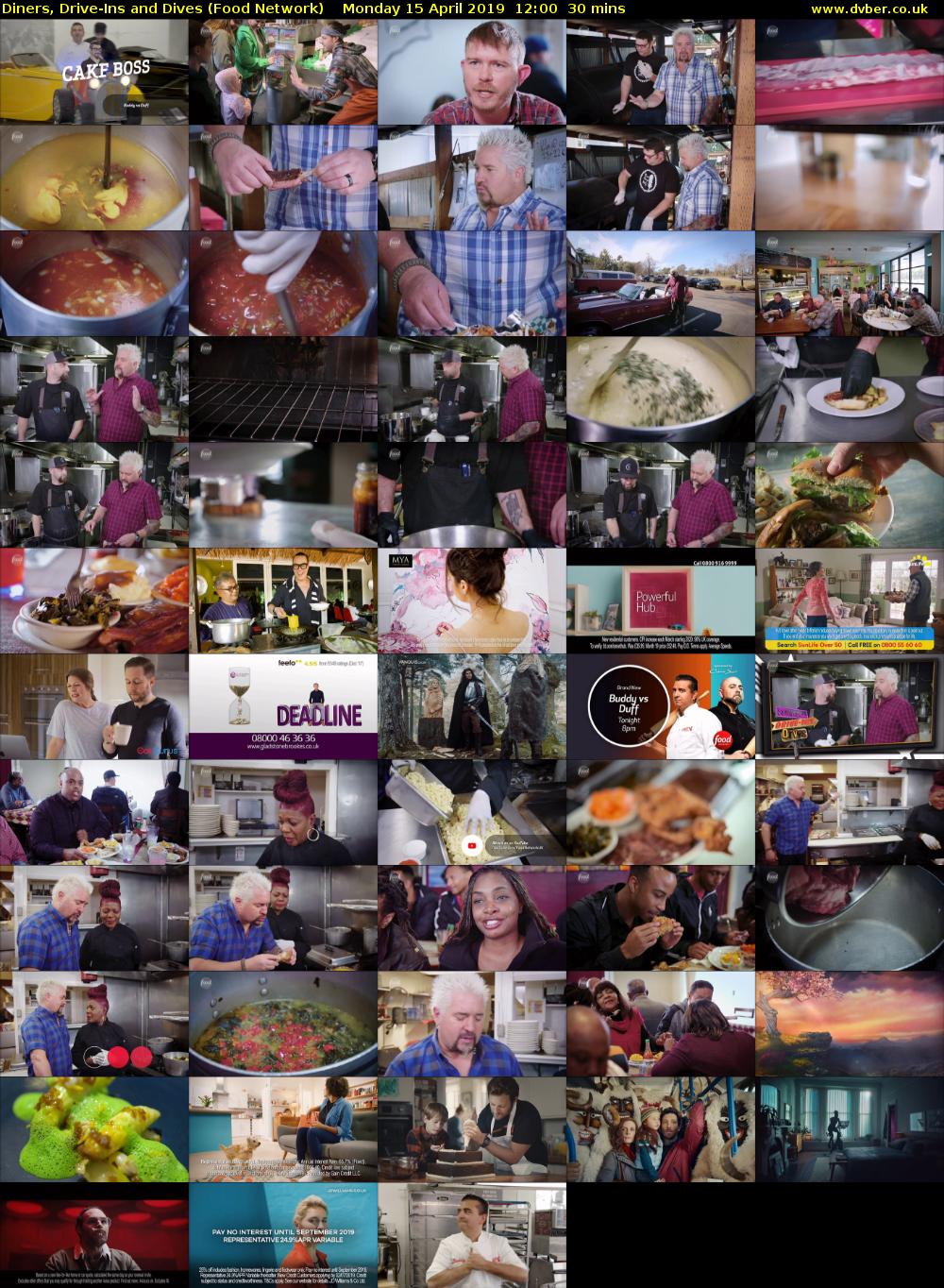 Diners, Drive-Ins and Dives (Food Network) Monday 15 April 2019 12:00 - 12:30