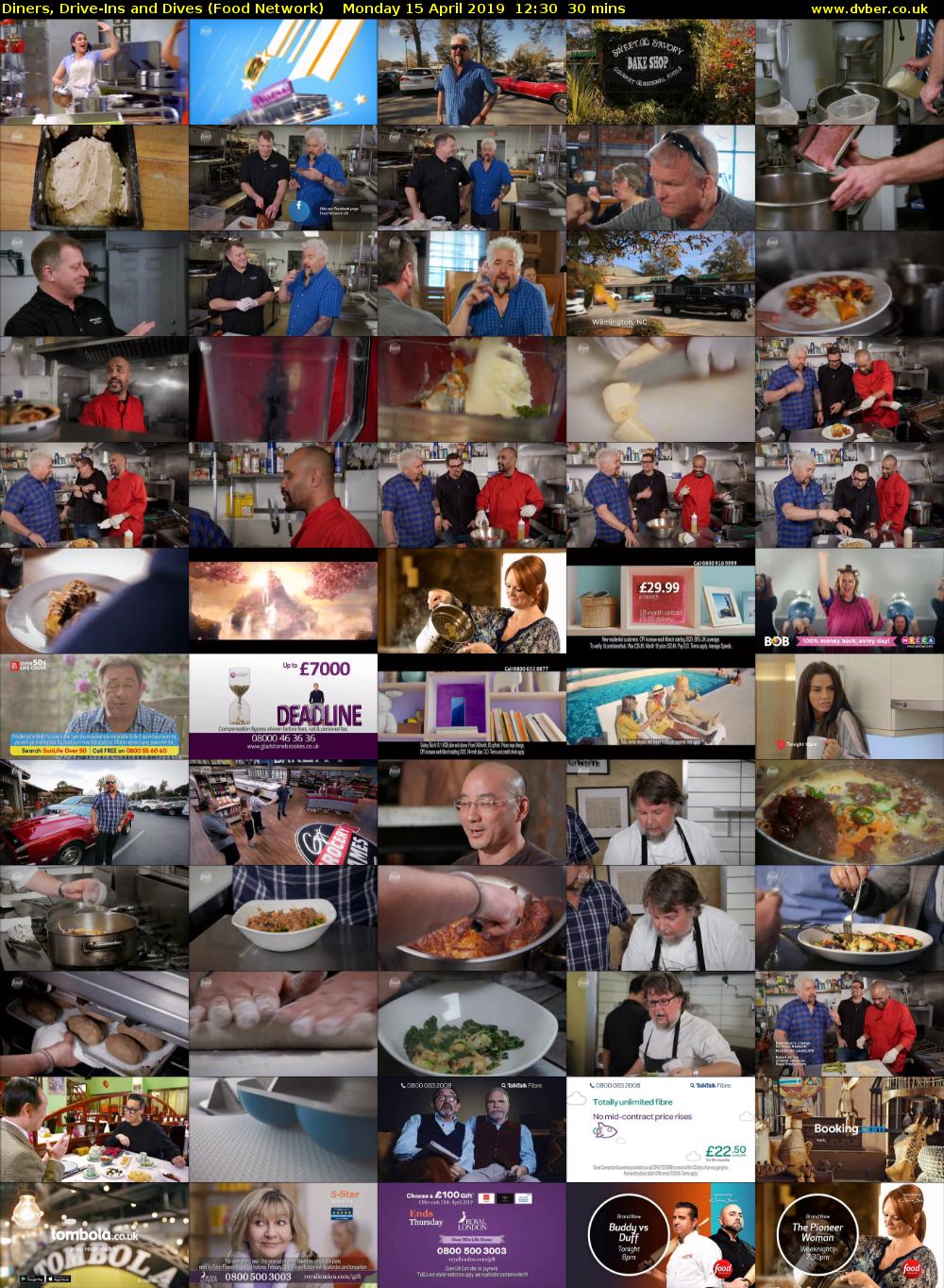 Diners, Drive-Ins and Dives (Food Network) Monday 15 April 2019 12:30 - 13:00