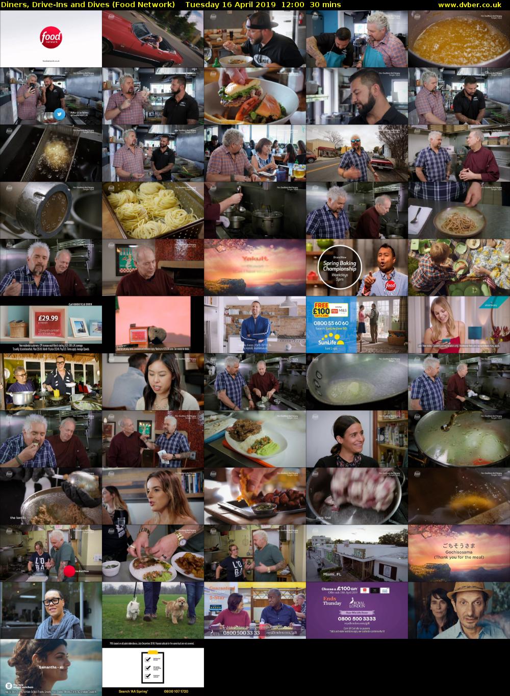 Diners, Drive-Ins and Dives (Food Network) Tuesday 16 April 2019 12:00 - 12:30