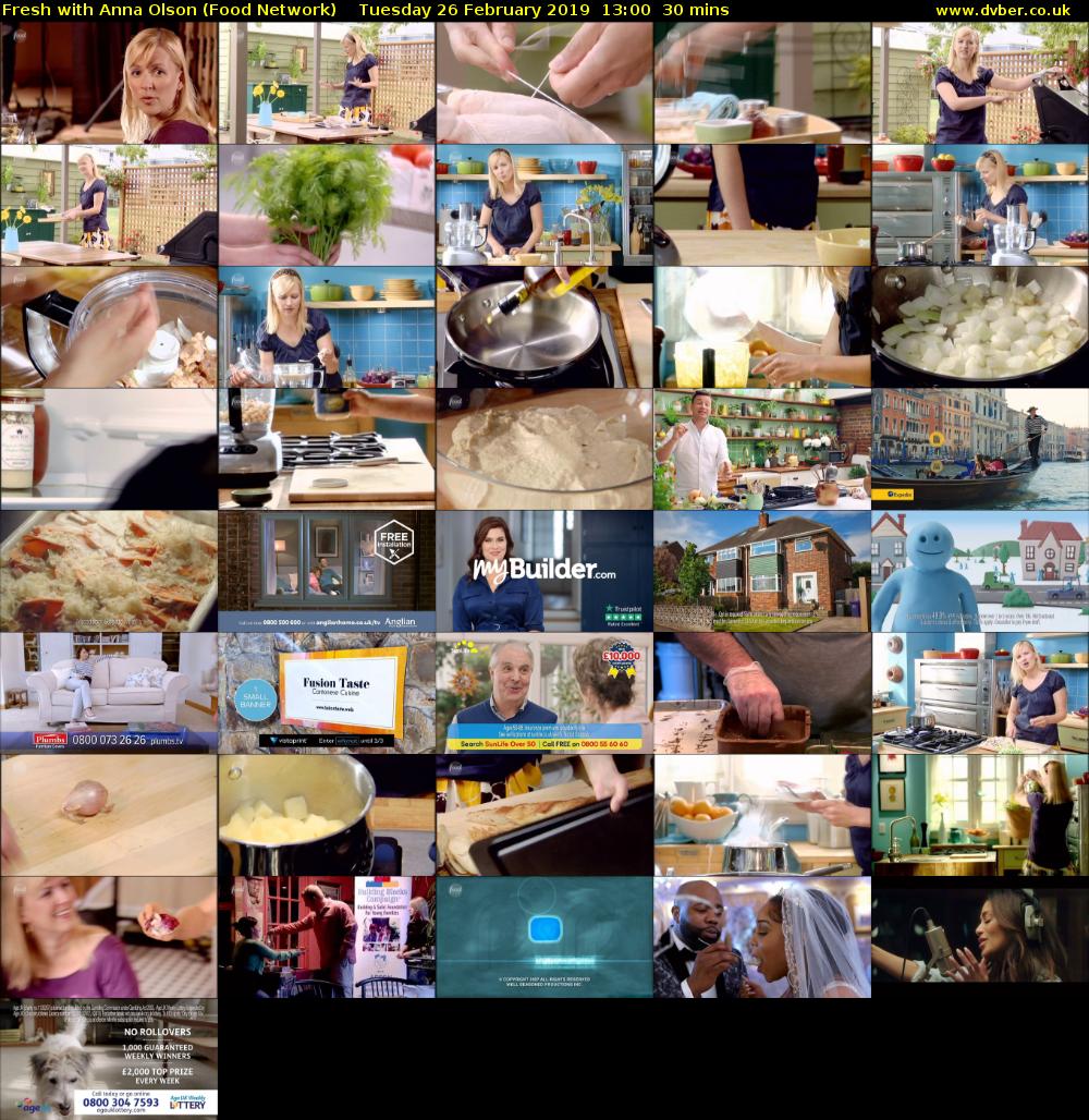 Fresh with Anna Olson (Food Network) Tuesday 26 February 2019 13:00 - 13:30