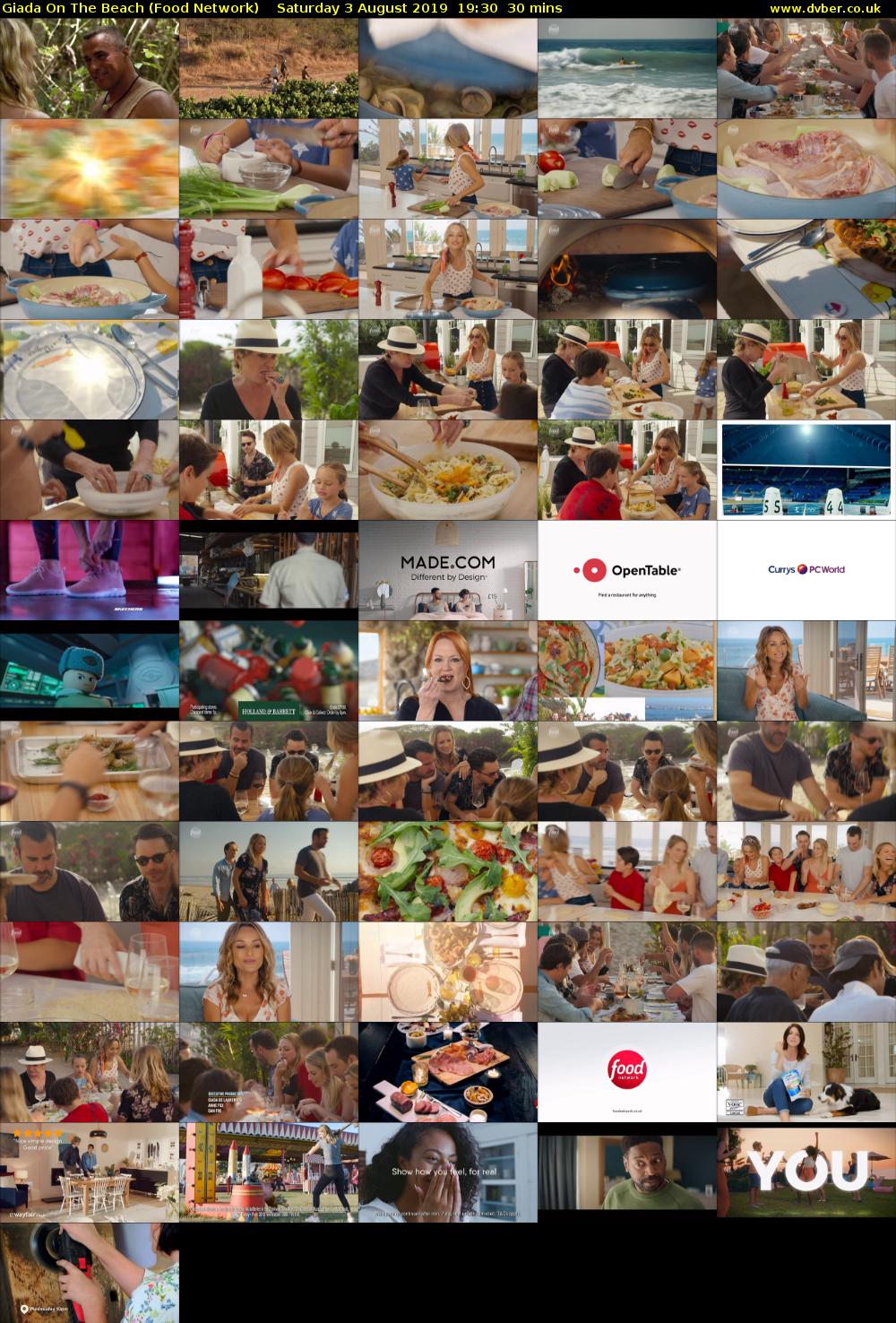 Giada On The Beach (Food Network) Saturday 3 August 2019 19:30 - 20:00