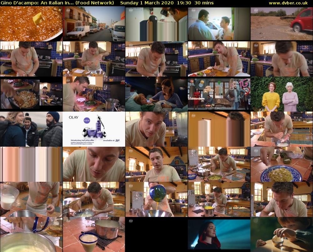 Gino D'acampo: An Italian In... (Food Network) Sunday 1 March 2020 19:30 - 20:00