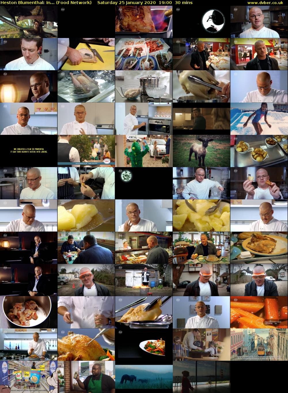 Heston Blumenthal: In... (Food Network) Saturday 25 January 2020 19:00 - 19:30
