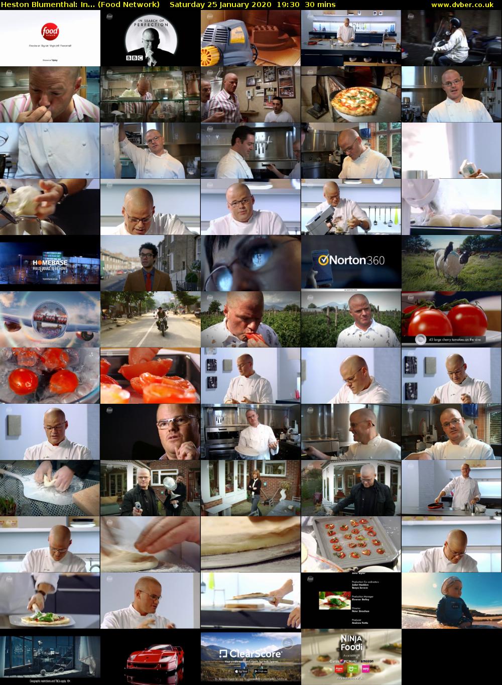 Heston Blumenthal: In... (Food Network) Saturday 25 January 2020 19:30 - 20:00