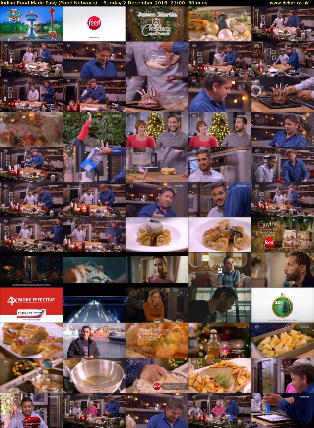 Indian Food Made Easy (Food Network) Sunday 2 December 2018 21:00 - 21:30