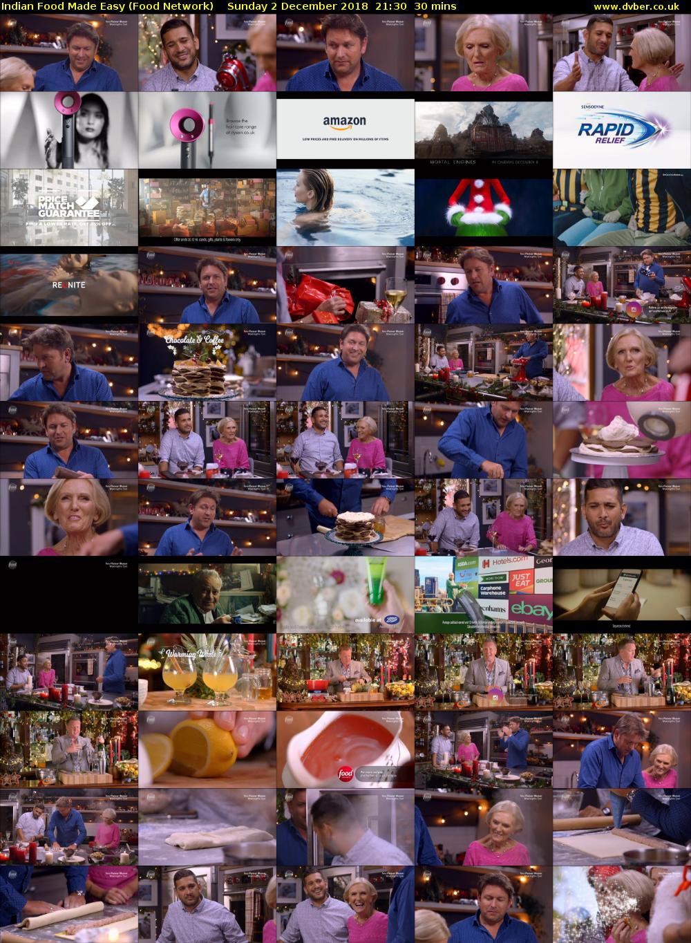 Indian Food Made Easy (Food Network) Sunday 2 December 2018 21:30 - 22:00