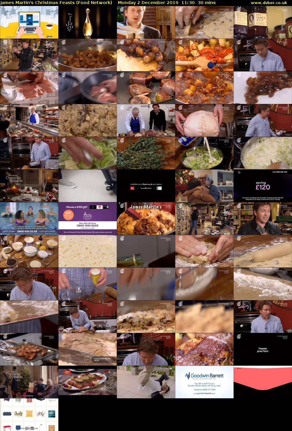James Martin's Christmas Feasts (Food Network) Monday 2 December 2019 11:30 - 12:00