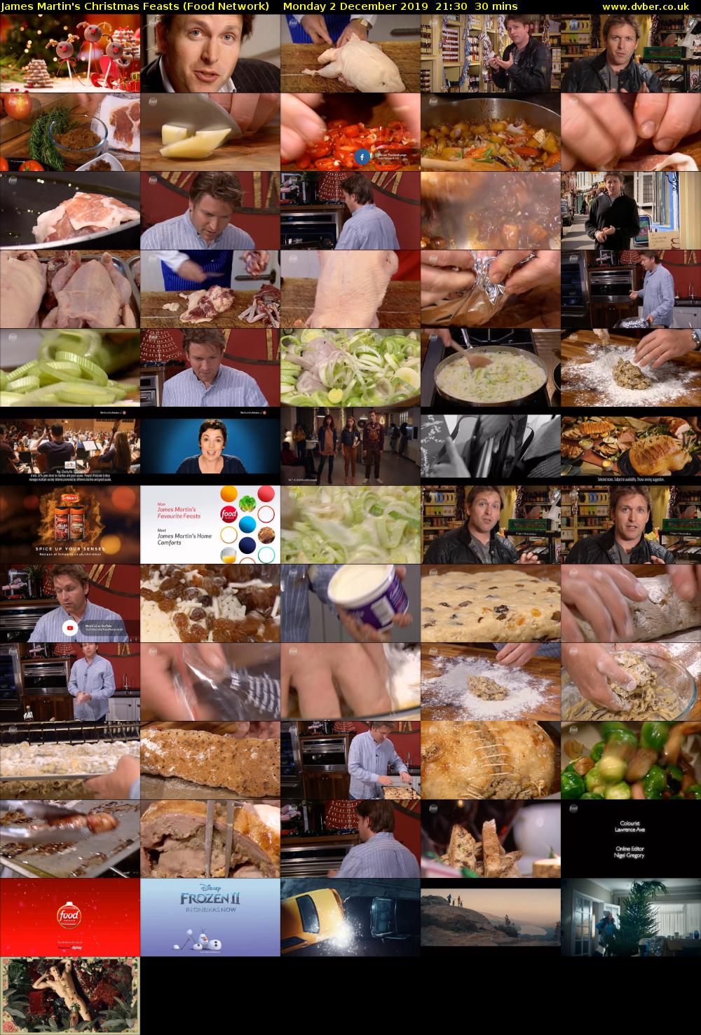 James Martin's Christmas Feasts (Food Network) Monday 2 December 2019 21:30 - 22:00