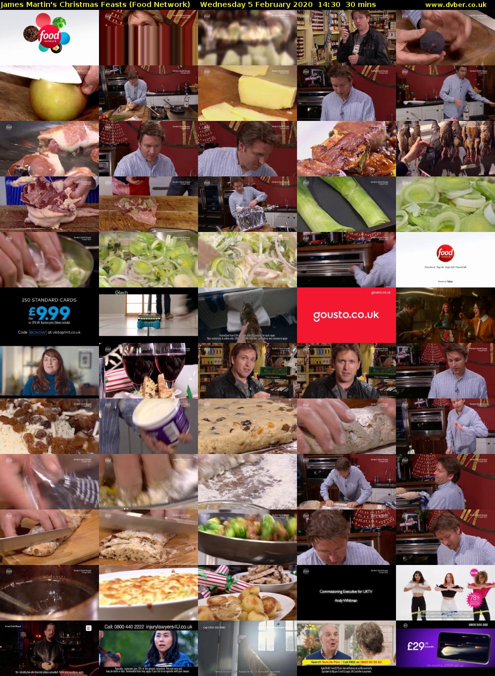 James Martin's Christmas Feasts (Food Network) Wednesday 5 February 2020 14:30 - 15:00
