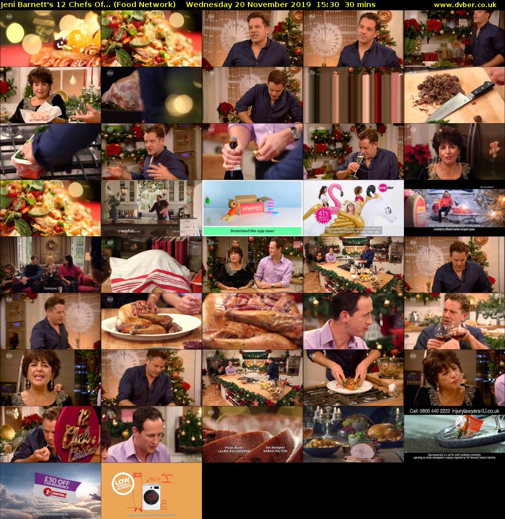 Jeni Barnett's 12 Chefs Of... (Food Network) Wednesday 20 November 2019 15:30 - 16:00