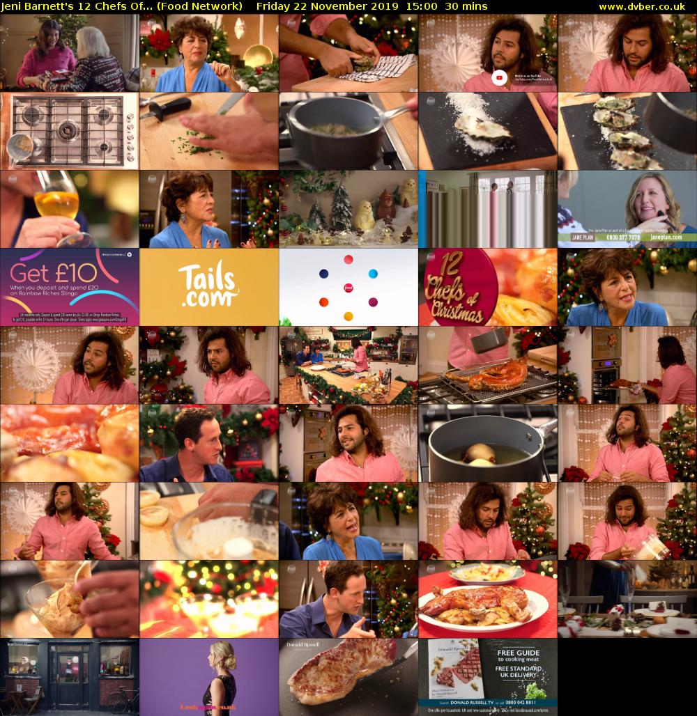 Jeni Barnett's 12 Chefs Of... (Food Network) Friday 22 November 2019 15:00 - 15:30