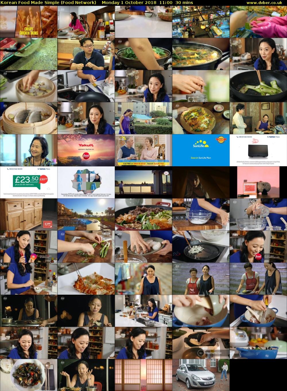 Korean Food Made Simple (Food Network) Monday 1 October 2018 11:00 - 11:30