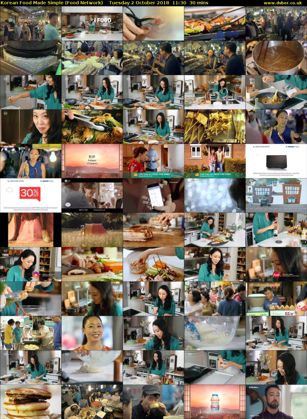 Korean Food Made Simple (Food Network) Tuesday 2 October 2018 11:30 - 12:00