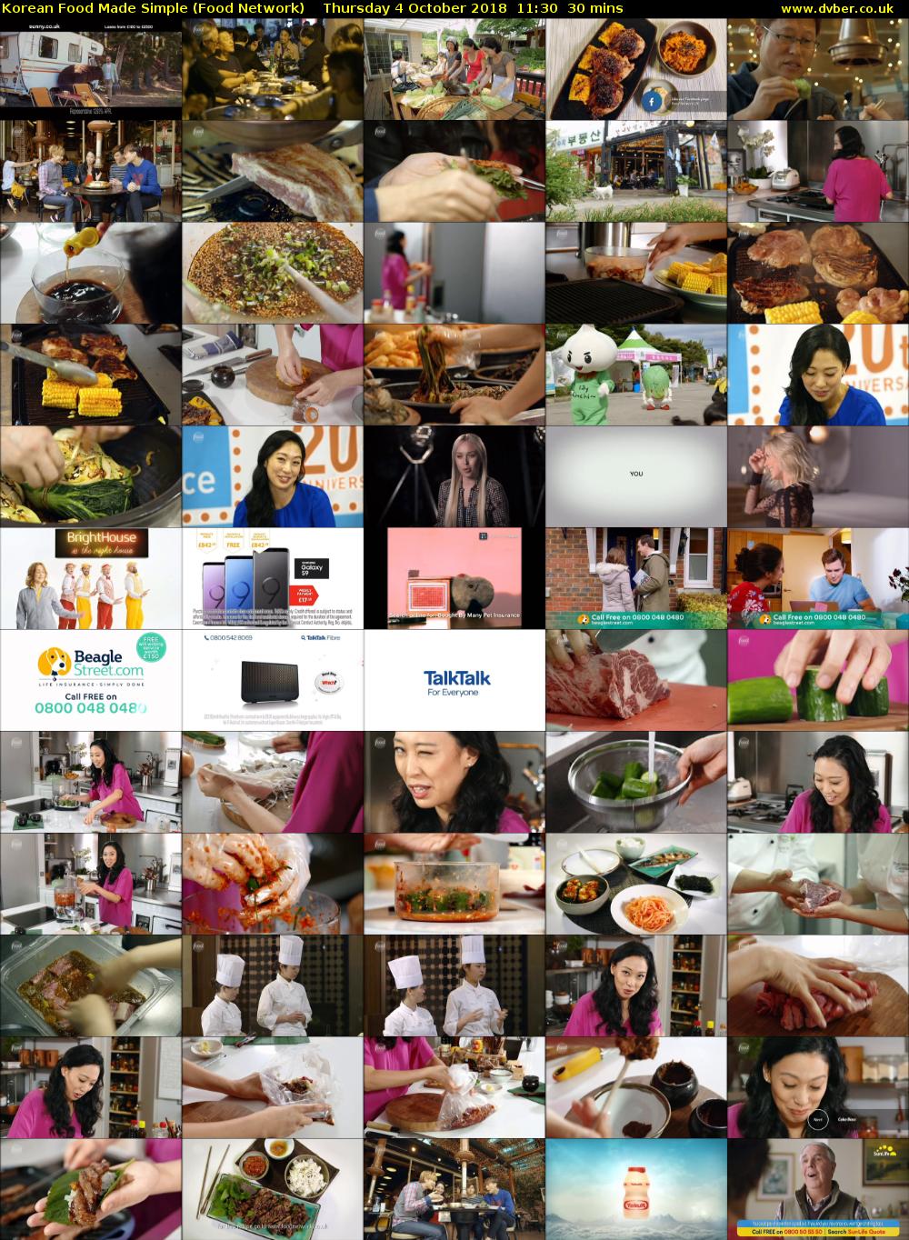 Korean Food Made Simple (Food Network) Thursday 4 October 2018 11:30 - 12:00