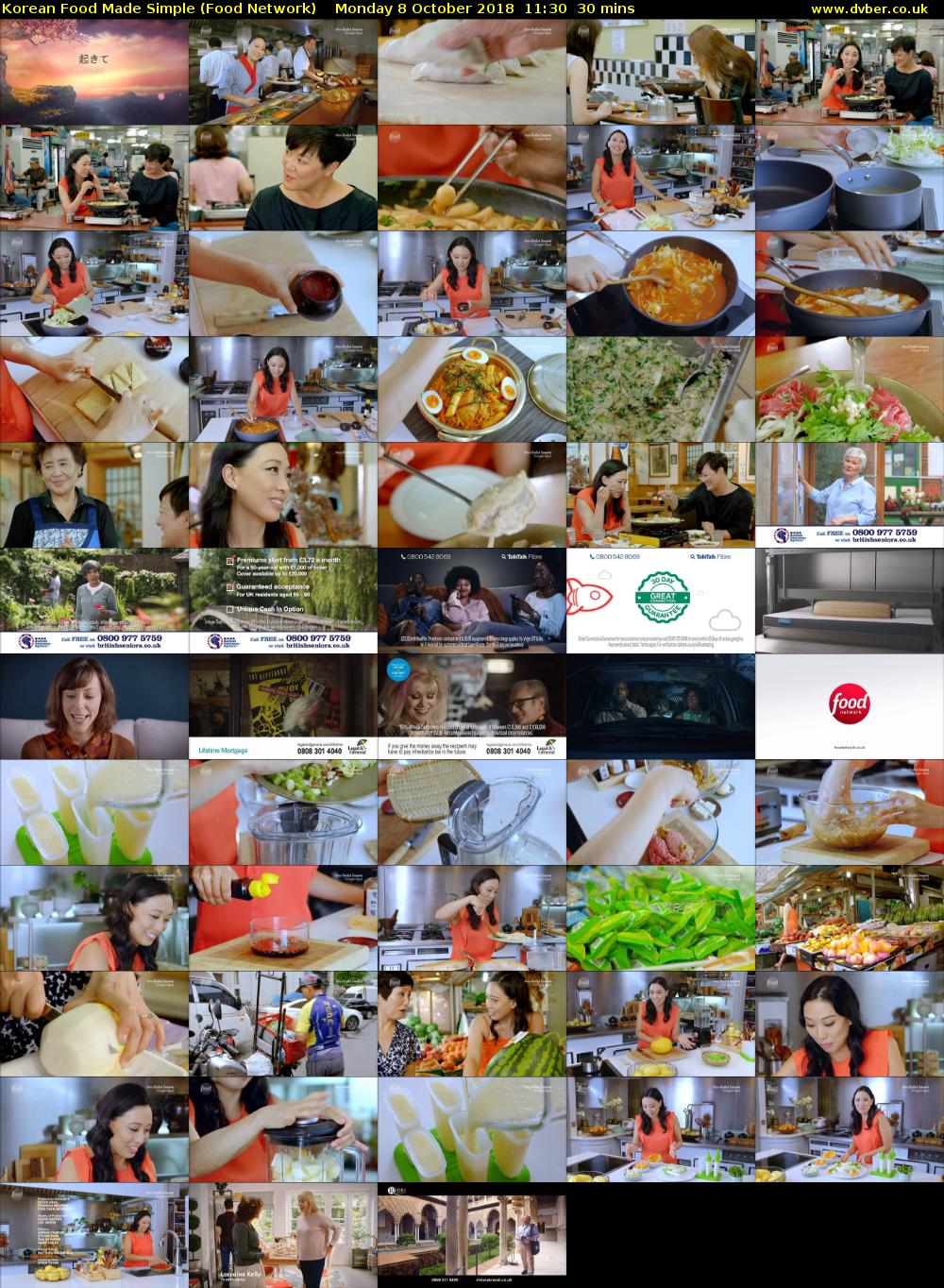 Korean Food Made Simple (Food Network) Monday 8 October 2018 11:30 - 12:00