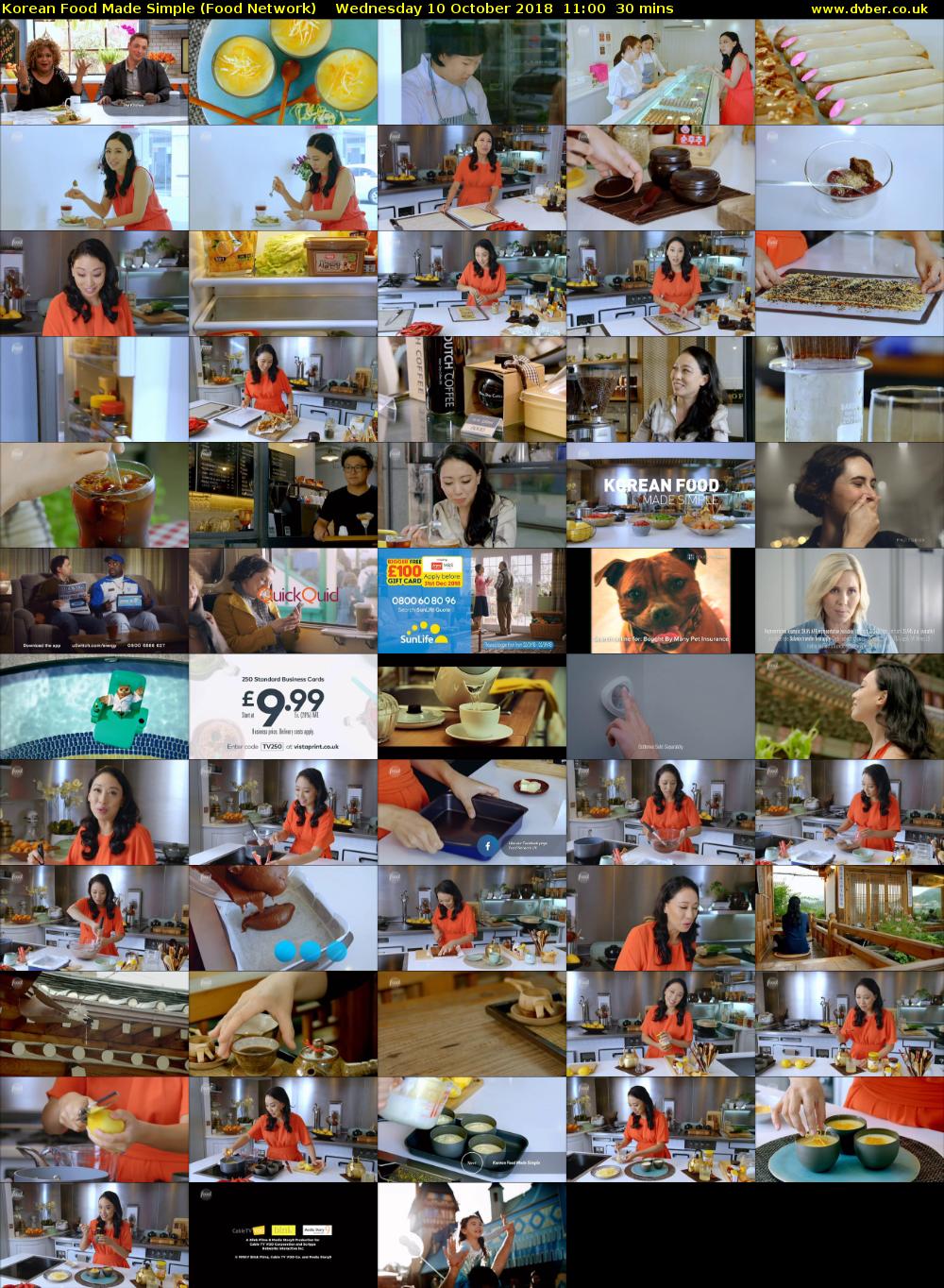 Korean Food Made Simple (Food Network) Wednesday 10 October 2018 11:00 - 11:30