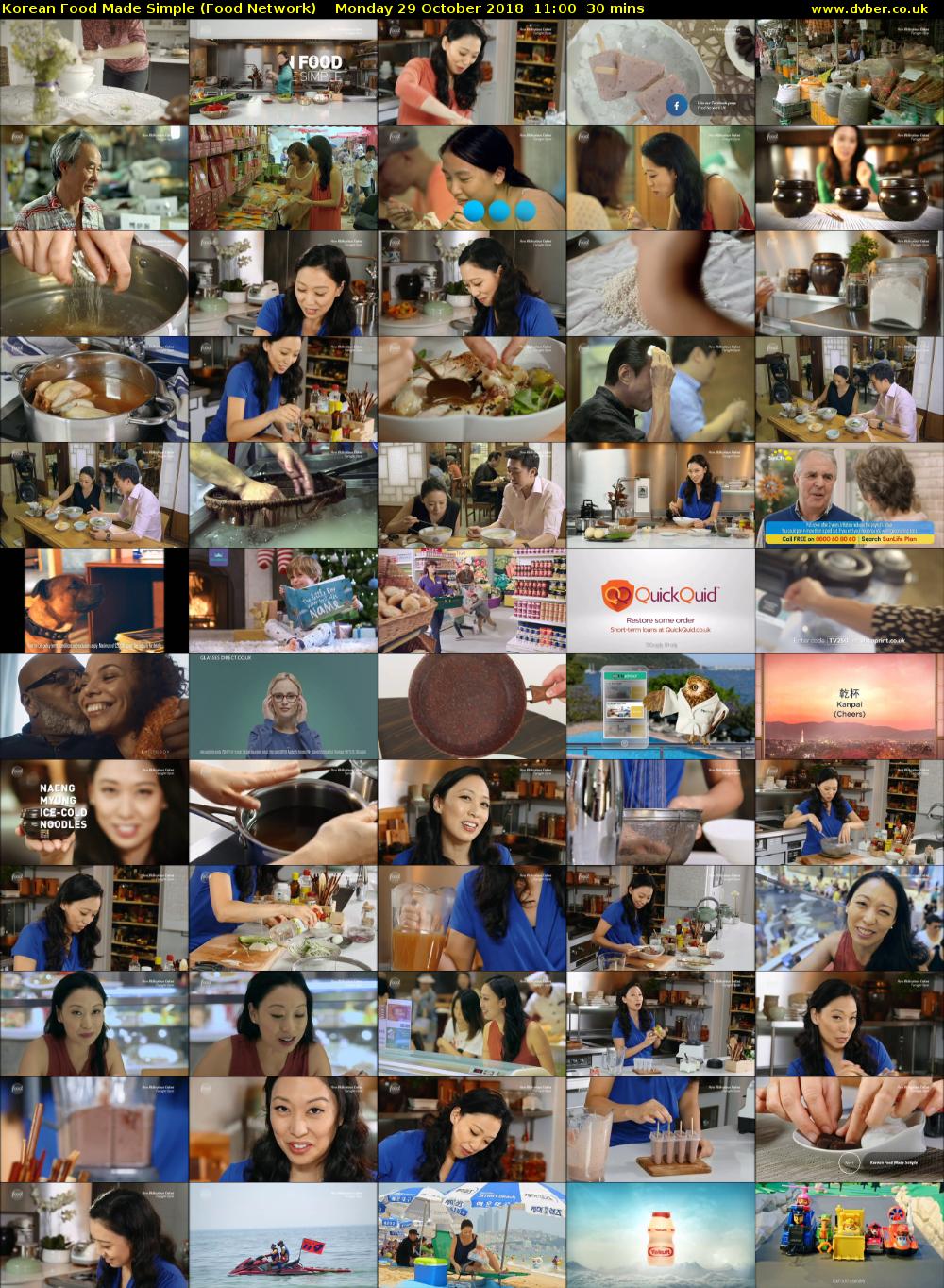 Korean Food Made Simple (Food Network) Monday 29 October 2018 11:00 - 11:30