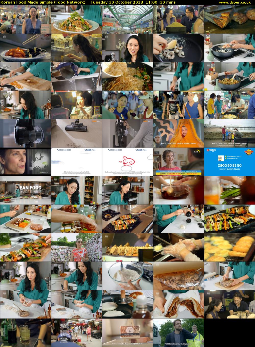 Korean Food Made Simple (Food Network) Tuesday 30 October 2018 11:00 - 11:30