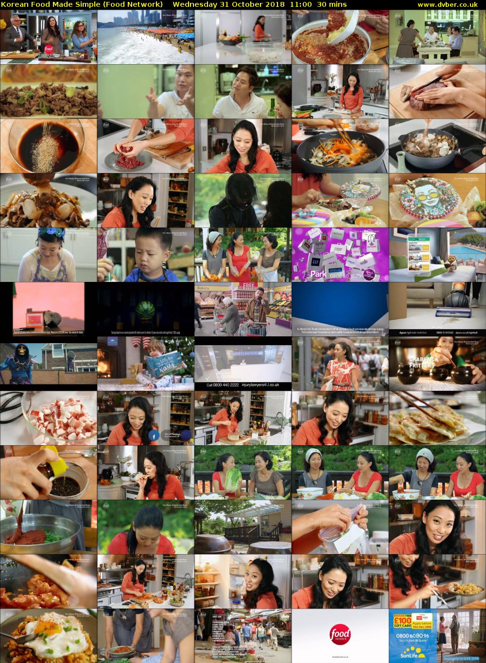Korean Food Made Simple (Food Network) Wednesday 31 October 2018 11:00 - 11:30