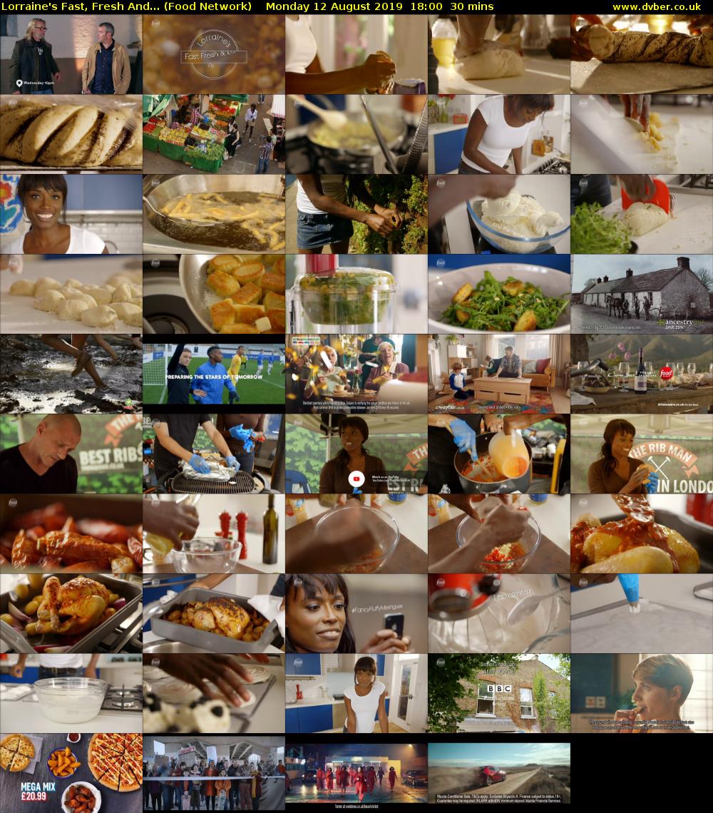 Lorraine's Fast, Fresh And... (Food Network) Monday 12 August 2019 18:00 - 18:30