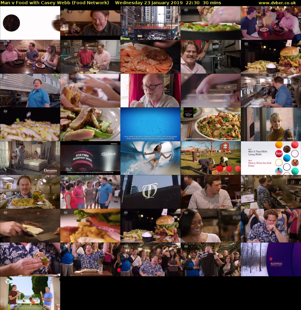 Man v Food with Casey Webb (Food Network) Wednesday 23 January 2019 22:30 - 23:00