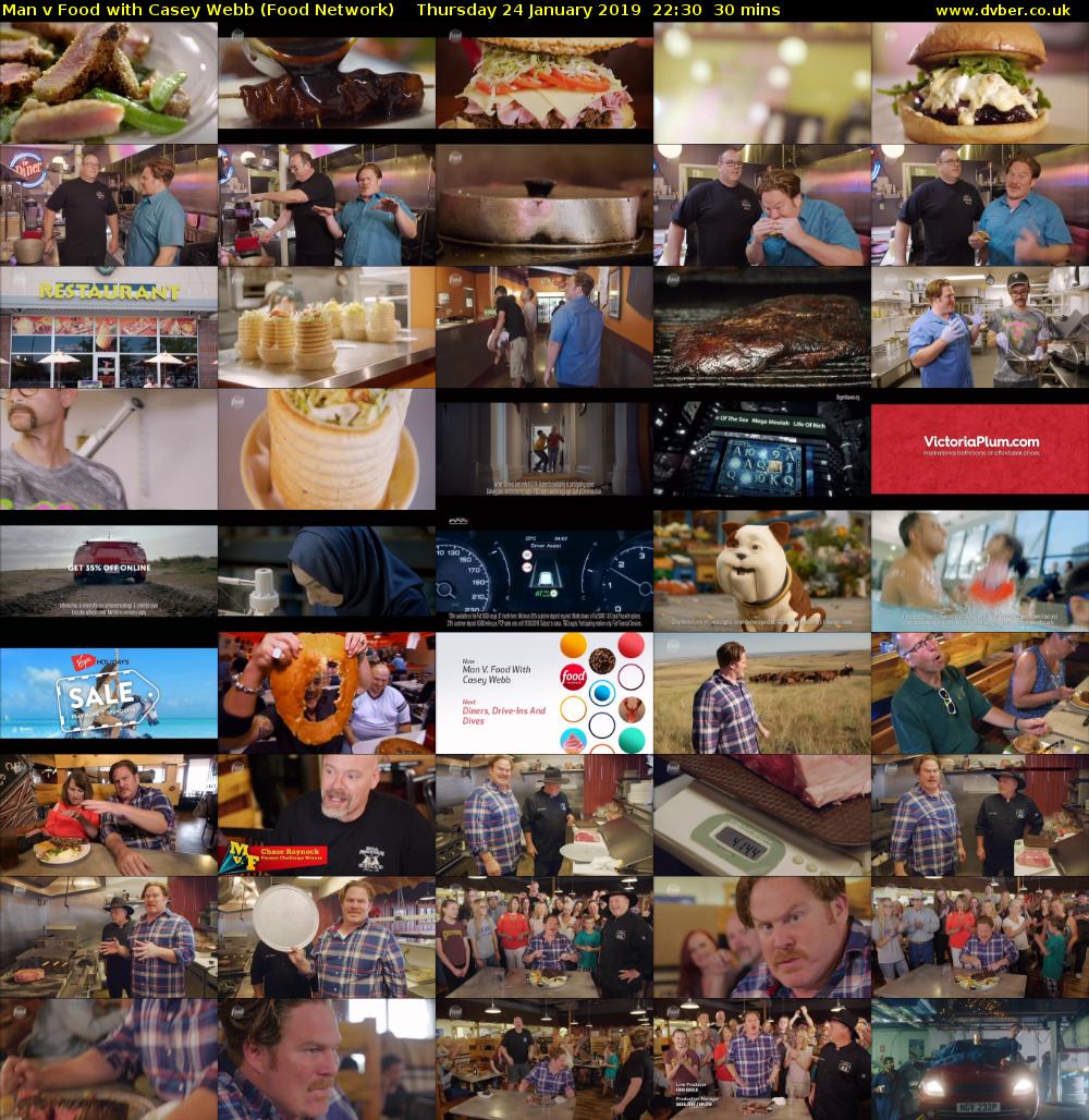 Man v Food with Casey Webb (Food Network) Thursday 24 January 2019 22:30 - 23:00