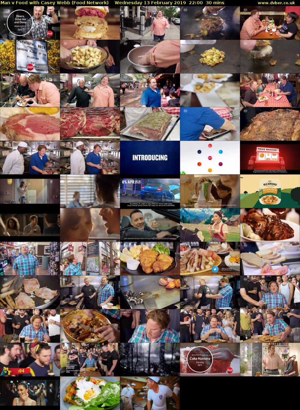 Man v Food with Casey Webb (Food Network) Wednesday 13 February 2019 22:00 - 22:30