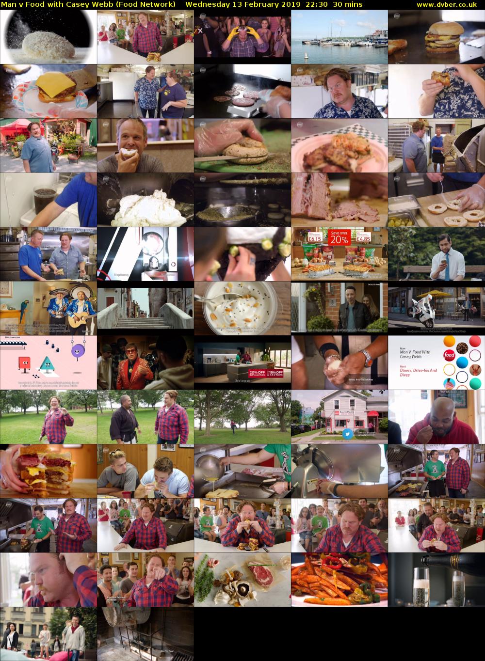 Man v Food with Casey Webb (Food Network) Wednesday 13 February 2019 22:30 - 23:00